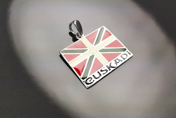 Sterling Silver Basque Flag Pendant, Euskal Herria Jewelry