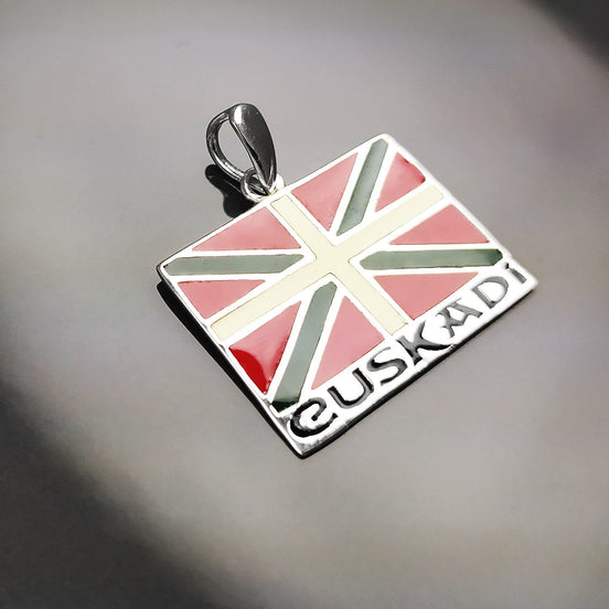 Sterling Silver Basque Flag Pendant, Euskal Herria Jewelry