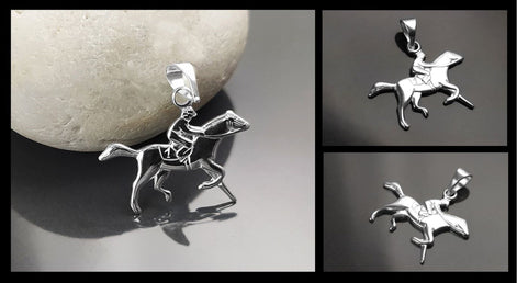 Galloping horse pendant, sterling silver, wild horse gallop, equine gift, equestrian rider jewelry, riding animal necklace, cowboy jewelry