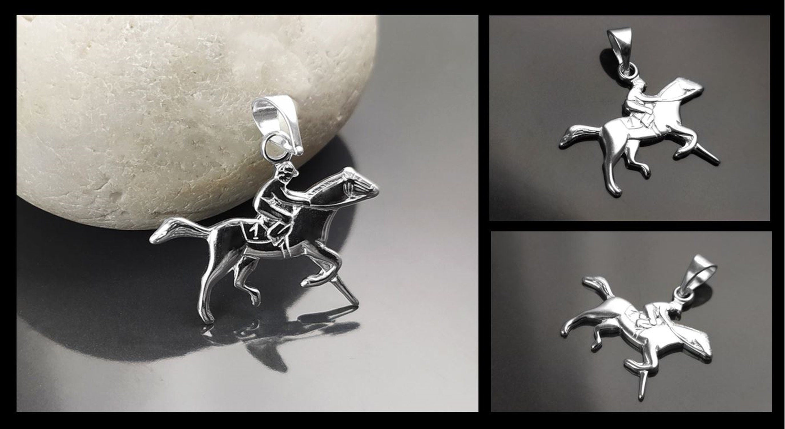 Galloping horse pendant, sterling silver, wild horse gallop, equine gift, equestrian rider jewelry, riding animal necklace, cowboy jewelry