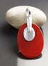 Red Stone Pendant - Sterling Silver, Red Agate Gemstone, Modern Geometric Designer Jewelry, Statement OVAL Pendant