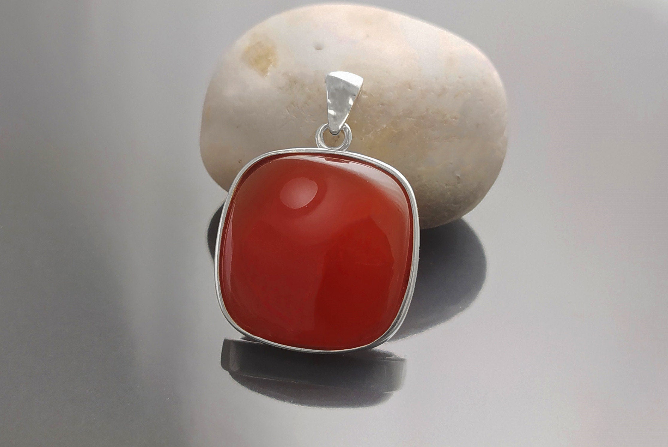Red Square Earrings, Sterling Silver, Red Agate Gemstone, Rounded Geometric Minimalist Stone Jewelry, Minimalist Agate Earrings, Pop Red.