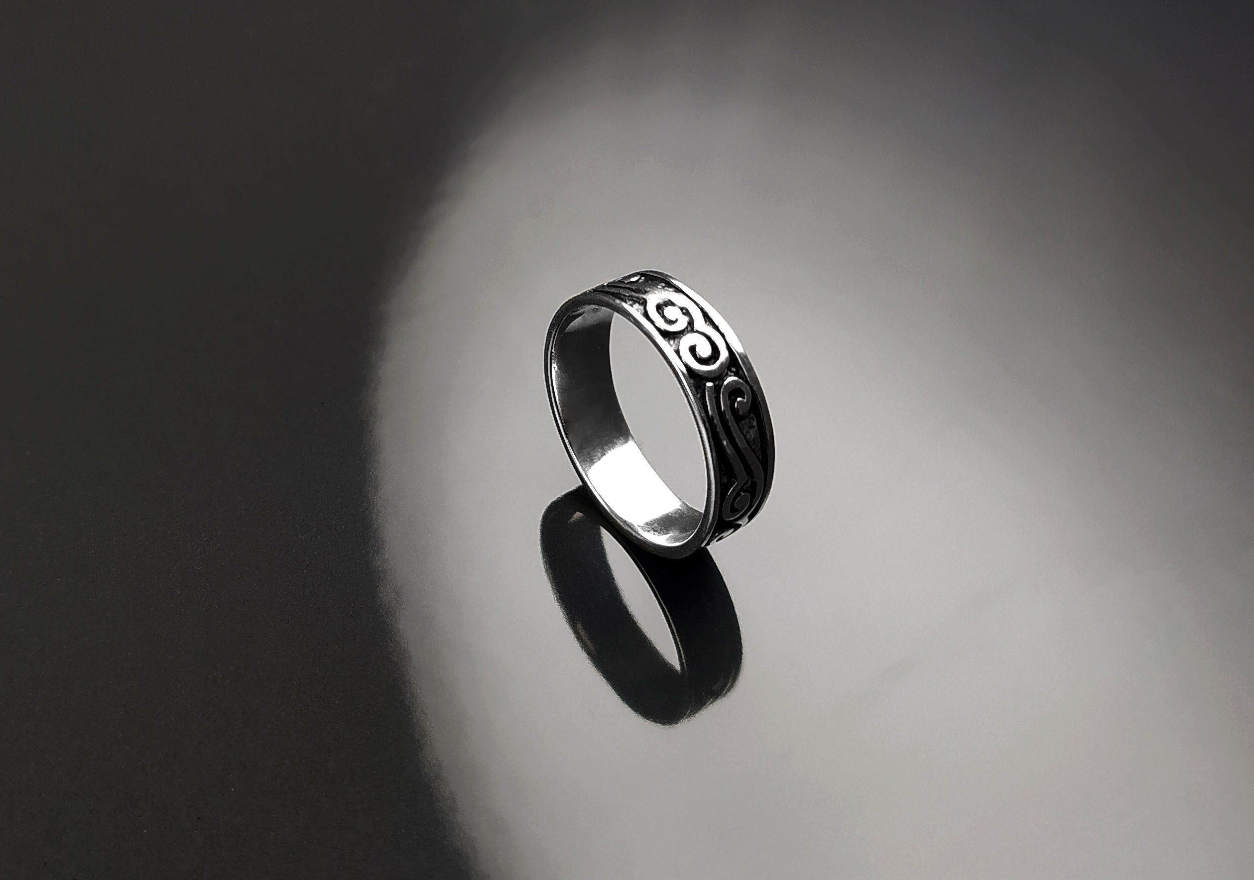 Gothic Ring 925 Silver Biker Rock Ring Pirate Jewelry Baroque Style Gift for Women