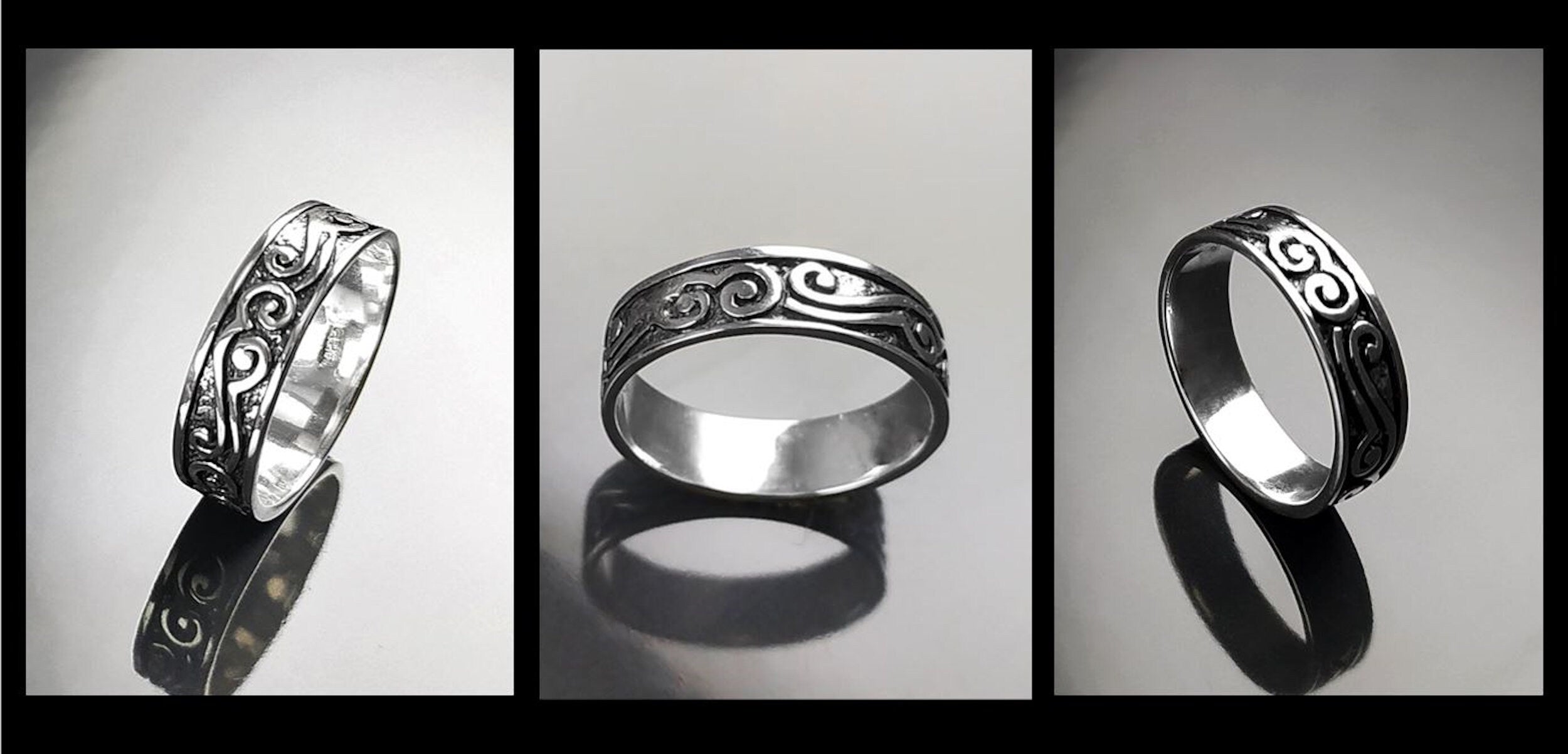 Gothic Ring 925 Silver Biker Rock Ring Pirate Jewelry Baroque Style Gift for Women