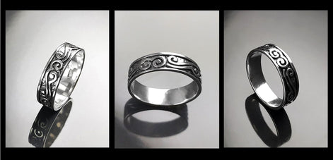 Gothic Ring 925 Silver Biker Rock Ring Pirate Jewelry Baroque Style Gift for Women