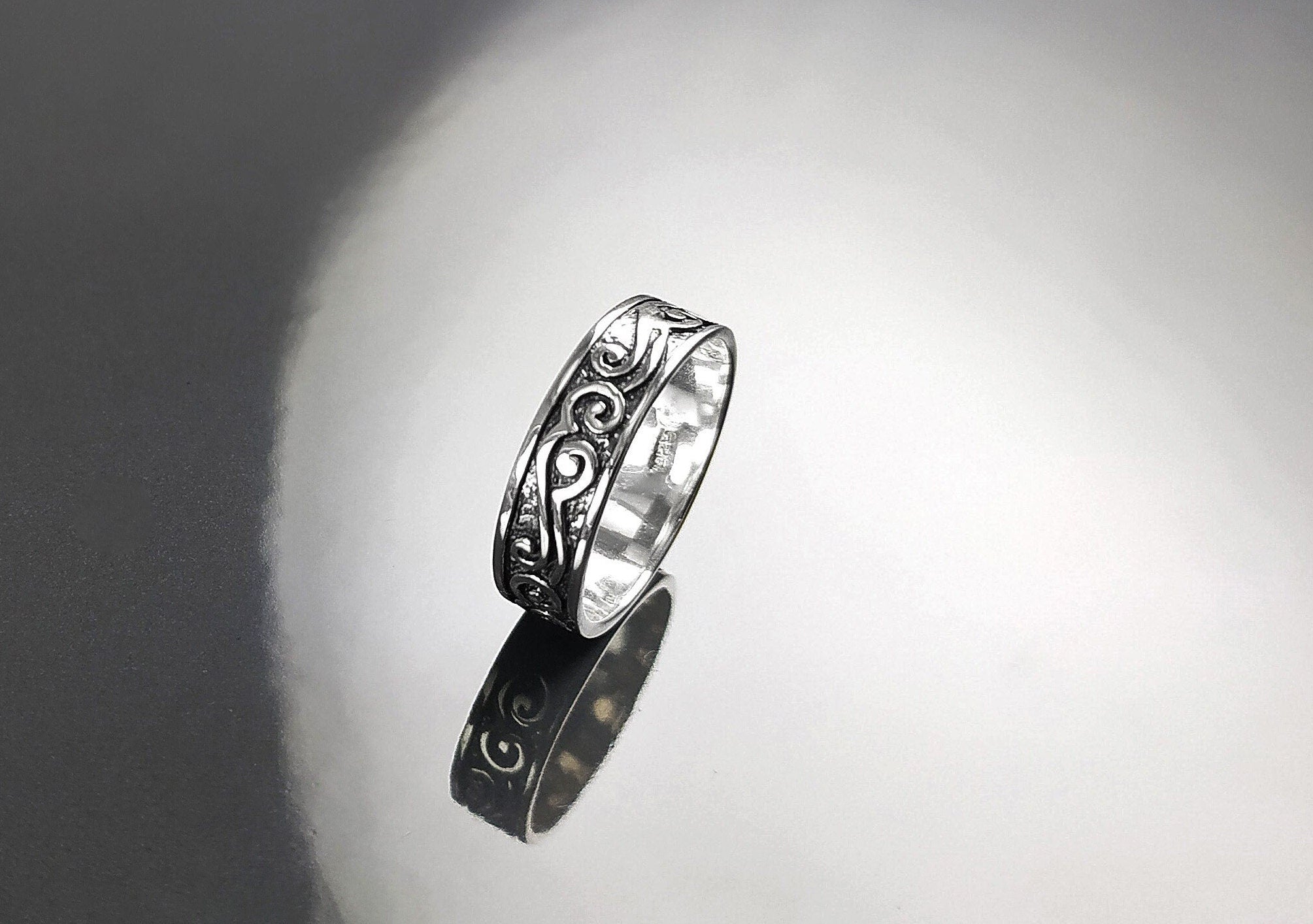 Gothic Ring 925 Silver Biker Rock Ring Pirate Jewelry Baroque Style Gift for Women