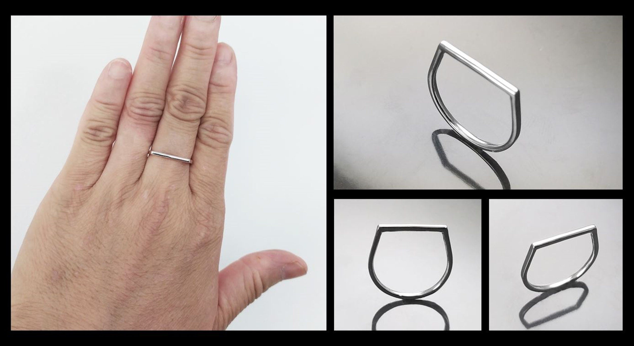 Barre band ring, sterling silver, Minimalist Ring, Thin Silver Ring, Horizontal Bar Ring, Dainty Modern Ring, Minimal Geometric Jewelry