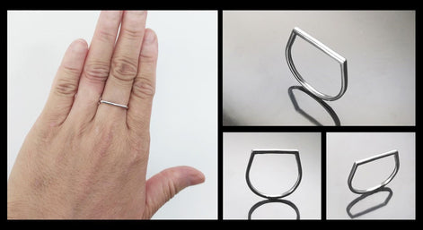 Barre band ring, sterling silver, Minimalist Ring, Thin Silver Ring, Horizontal Bar Ring, Dainty Modern Ring, Minimal Geometric Jewelry