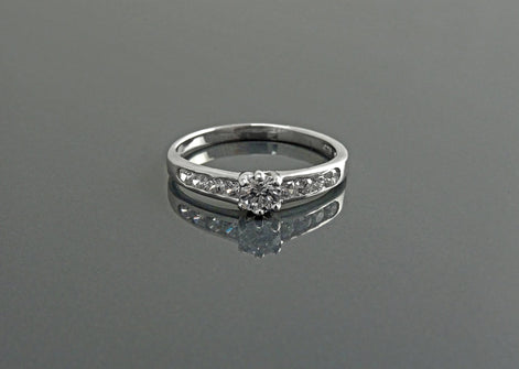 Sterling Silver Solitaire Promise Ring, Half Eternity Band, CZ Stones