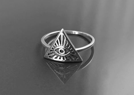 Eye Ring, Sterling Silver, All Seeing Omniscient Eye Jewelry, Eye of God, Tarot Ring, Eye of Providence, Magic Witch Amulet Protection
