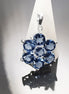 Topaz Blue Color Pendant, Sterling Silver 925, Intricate Design Jewelry, Flower Shape Stone, Sapphire Blue CZ Pendant, Silver Necklace