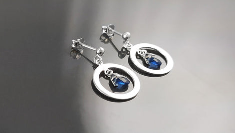 Blue Stone Earrings, sterling silver, Teardrop Blue Berry grape stones bunch Earrings, dark blueberries color, modern chain jewelry