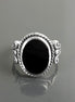 Hipster Onyx Ring, Sterling Silver, GENUINE Onyx Gemstone Jewelry, Boho Unisex Ring, Flat Oval Black Stone Ring,Intricate Antique Rope Shank