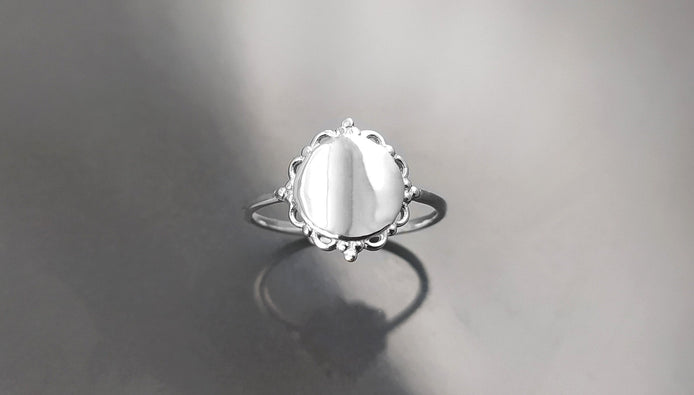 Mirror Ring, 925, Sterling Silver, Round Ring, Dainty Small Ring, Engraving Ring, Personalized engravable Jewelry, Initial Name Ring.