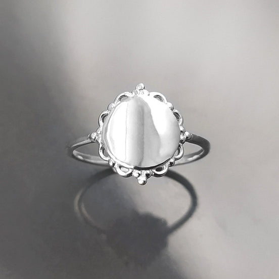 Mirror Ring, 925, Sterling Silver, Round Ring, Dainty Small Ring, Engraving Ring, Personalized engravable Jewelry, Initial Name Ring.