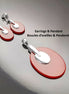 Red Agate Earrings, Sterling Silver, Geometric Ovale Shape, Flat Stone, Earrings Pendant Set for Fashion Look in RED. Red Agate Birthstone.