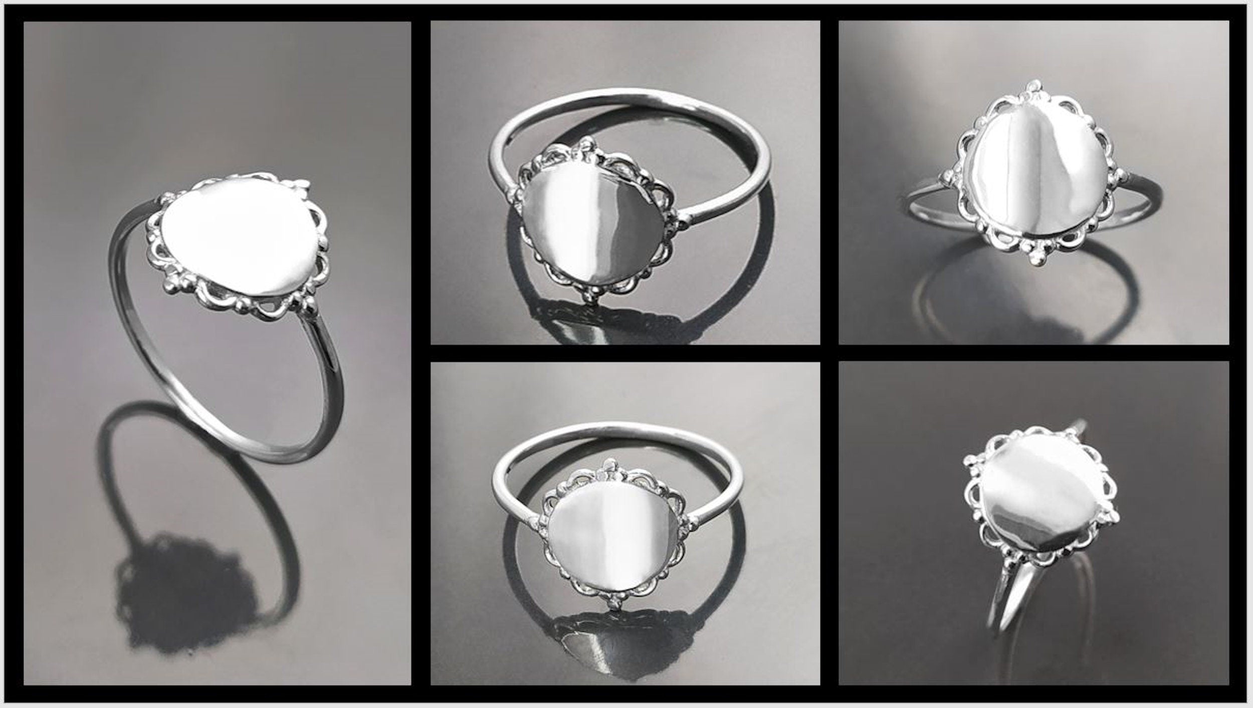 Mirror Ring, 925, Sterling Silver, Round Ring, Dainty Small Ring, Engraving Ring, Personalized engravable Jewelry, Initial Name Ring.