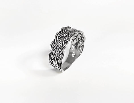 Celtic Ring, Plain Silver Ring, Silver Men Ring, Large Ring, Silver Tribal Rings, Celt Braided Ring, Silver 925, Gift