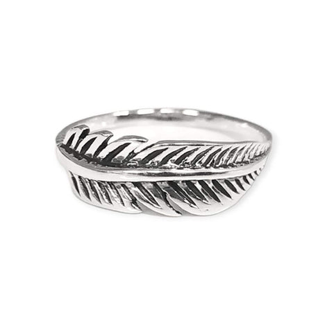 Sterling Silver Feather Ring, Native Inspired Stacking Band, Nature Jewelry