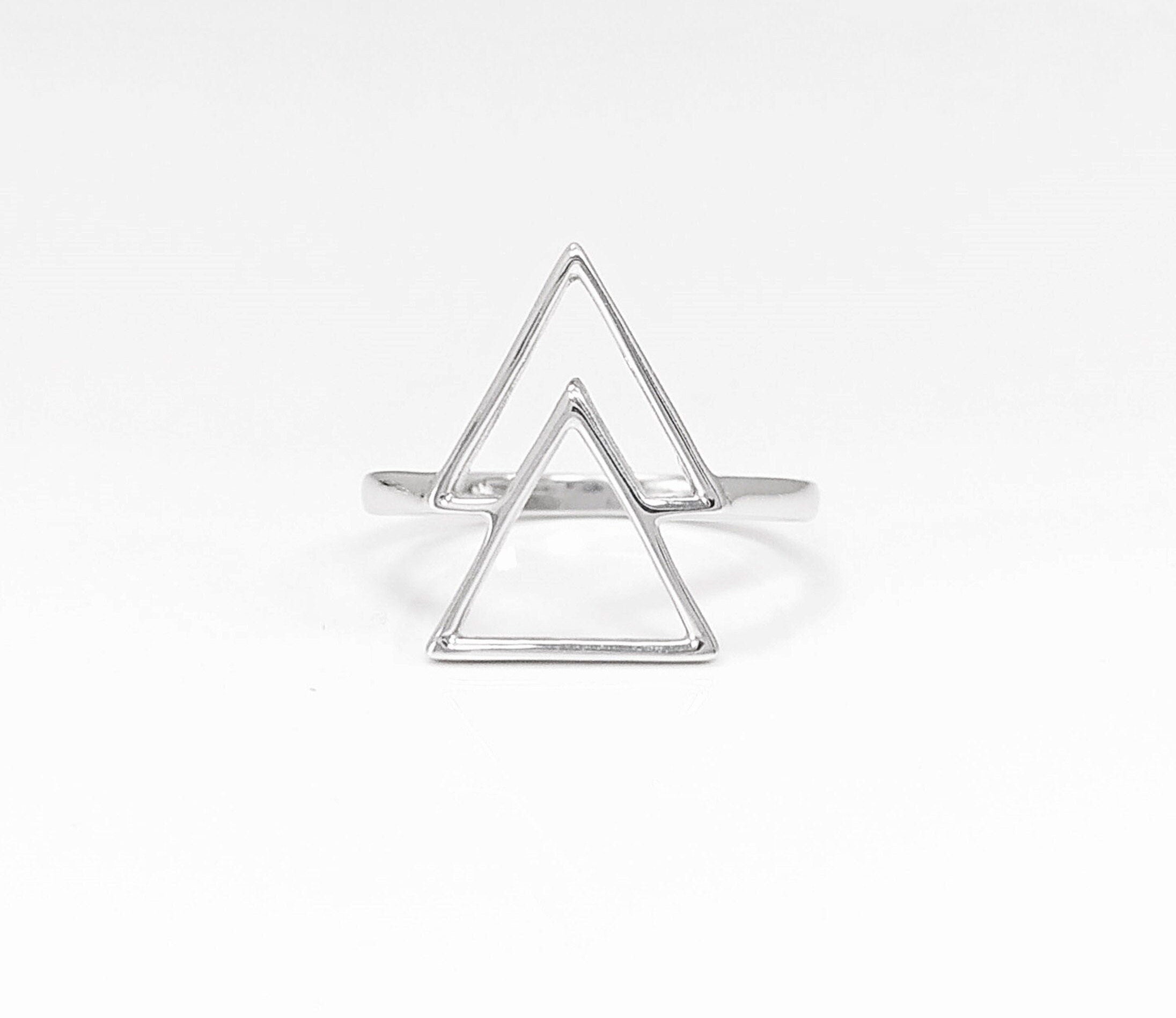 925 Sterling Silver Triangle Ring • Minimalist Geometric Band • Symbolic Jewelry