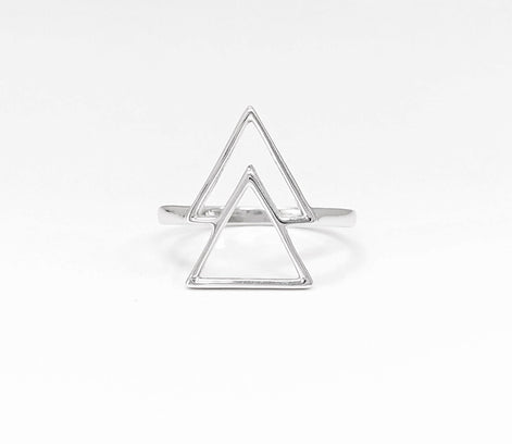 925 Sterling Silver Triangle Ring • Minimalist Geometric Band • Symbolic Jewelry