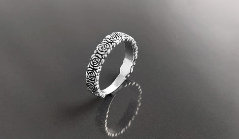 Rose Crown Ring, Sterling Silver, Romantic Rose Flower, Engagement Ring, Handmade Rosebud Ring, Promise Jewelry, Valentine's Day Gifts
