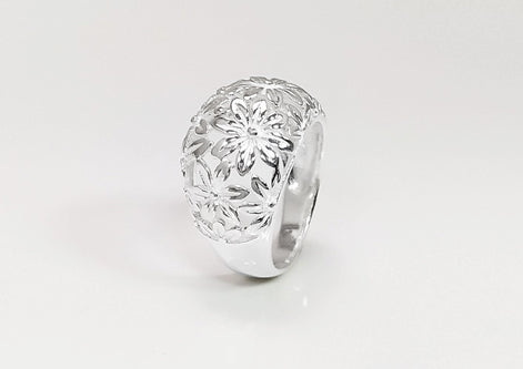 Daisy Flower Ring, Sterling Silver, Daisies Country Flowers Filigree Ring, Blossom Floral, Spring Summer Bloom Ring, Nature Jewelry