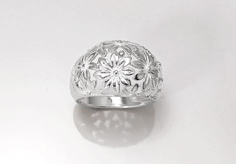 Daisy Flower Ring, Sterling Silver, Daisies Country Flowers Filigree Ring, Blossom Floral, Spring Summer Bloom Ring, Nature Jewelry