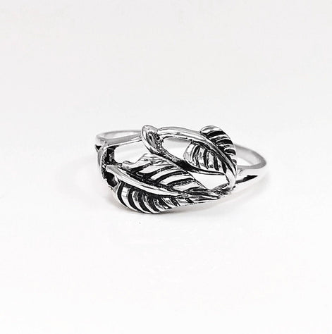 Leaf Ring, Sterling Silver, Plant Ring, Filigree Branch, Open Work Ring, Skeleton Leaves Veins Ring