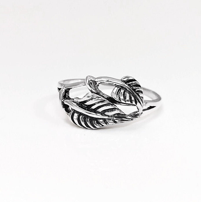 Leaf Ring, Sterling Silver, Plant Ring, Filigree Branch, Open Work Ring, Skeleton Leaves Veins Ring