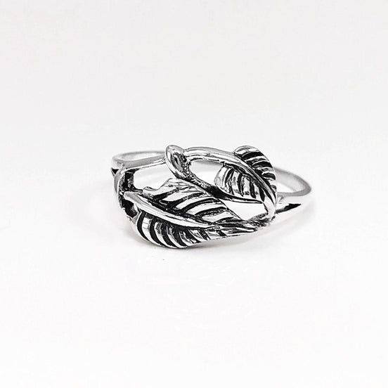 Leaf Ring, Sterling Silver, Plant Ring, Filigree Branch, Open Work Ring, Skeleton Leaves Veins Ring