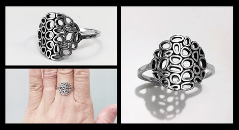 Round Filigree Ring, Seed of Life Ring, Sterling Silver, Sacred Geometry Ring, Dainty Open Work Design, Round ZEN Spiritual Jewelry.