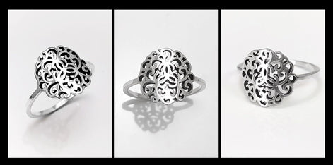 Art Nouveau Filigree Ring, Sterling Silver 925, Dainty Style Ring, Small Ring, Spiritual Jewelry, Geometry Round Ring, Ring