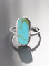 Turquoise Ring, Sterling Silver, Oval Blue Turquoise Stone, Flat Stone Ring, Minimalist Everyday Style Jewelry, Modern Gift