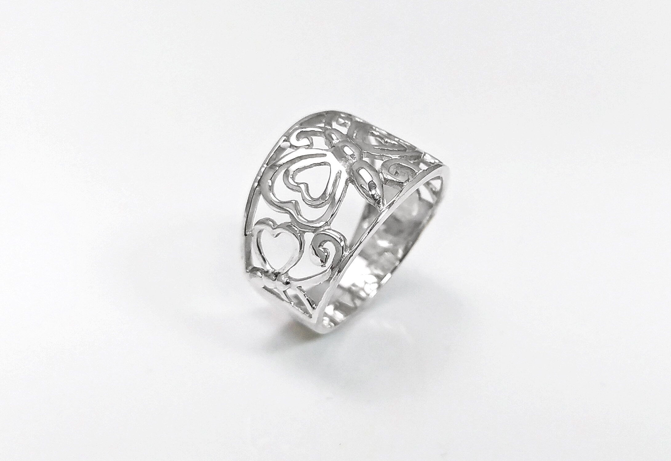 Sterling Silver Butterfly Filigree Ring, Nature Inspired Openwork Band Jewelry