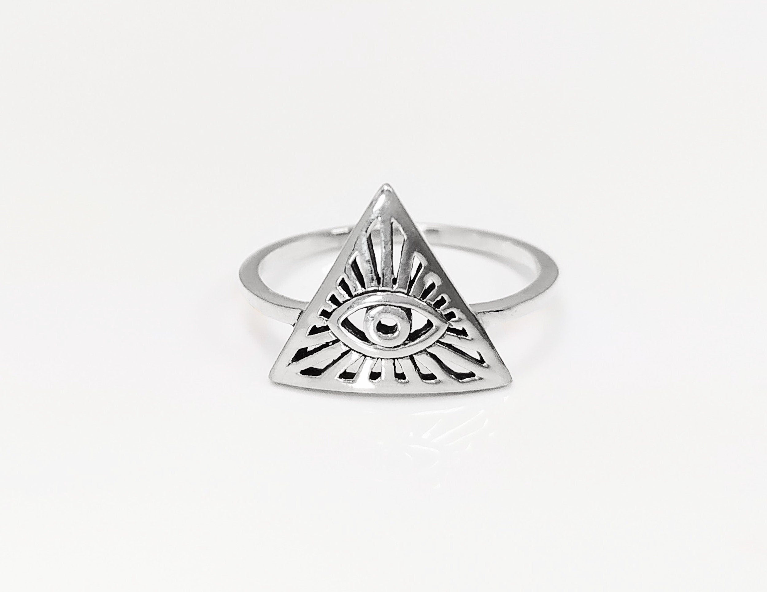 Eye Ring, Sterling Silver, All Seeing Omniscient Eye Jewelry, Eye of God, Tarot Ring, Eye of Providence, Magic Witch Amulet Protection