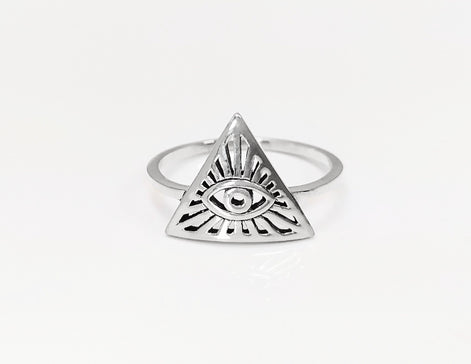 Eye Ring, Sterling Silver, All Seeing Omniscient Eye Jewelry, Eye of God, Tarot Ring, Eye of Providence, Magic Witch Amulet Protection