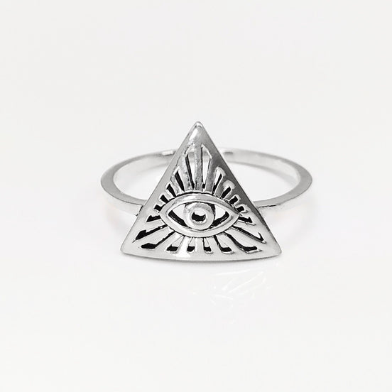 Eye Ring, Sterling Silver, All Seeing Omniscient Eye Jewelry, Eye of God, Tarot Ring, Eye of Providence, Magic Witch Amulet Protection