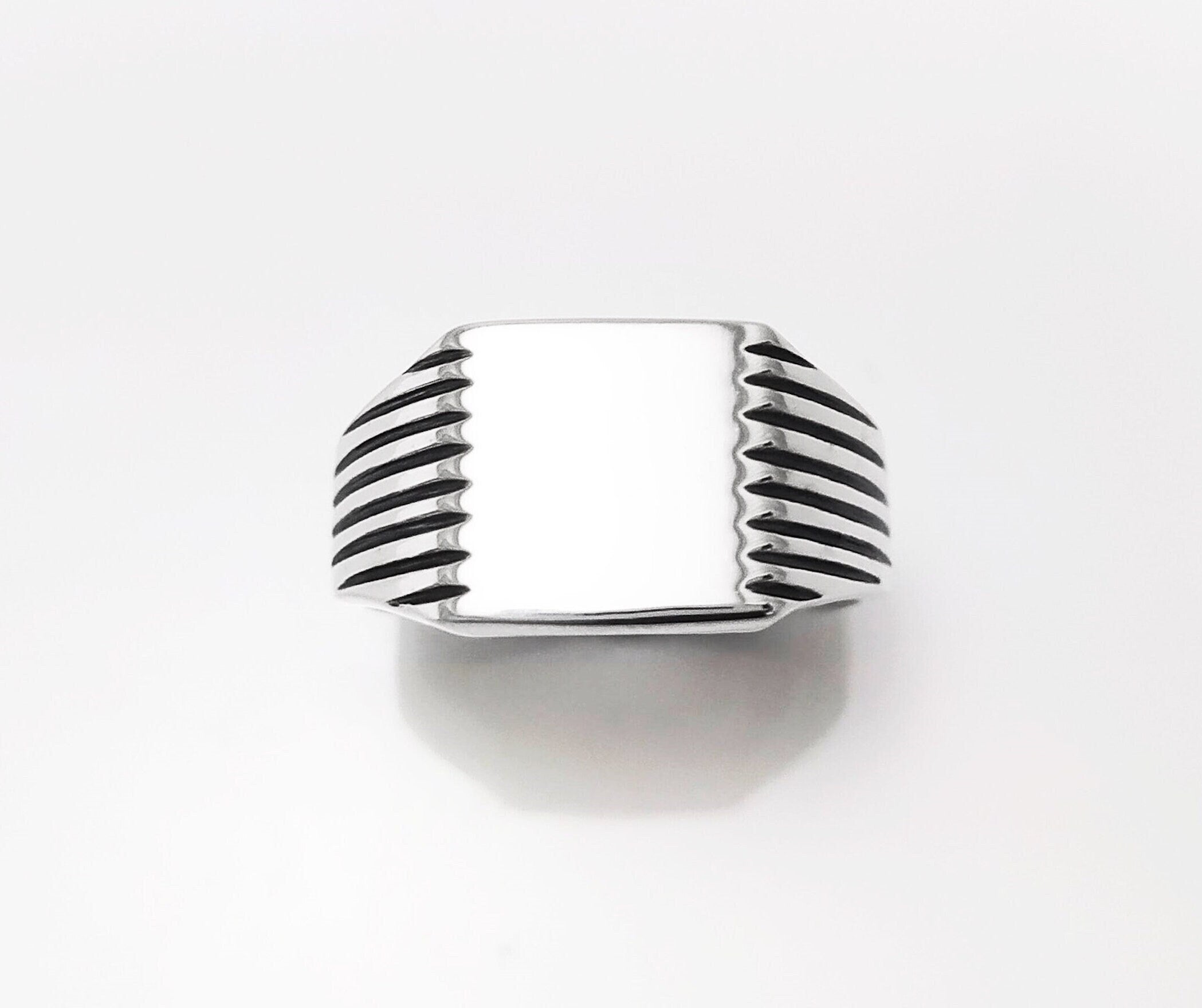 Sterling Silver Signet Ring, Square Cushion, Mens Jewelry