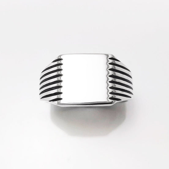 Sterling Silver Signet Ring, Square Cushion, Mens Jewelry