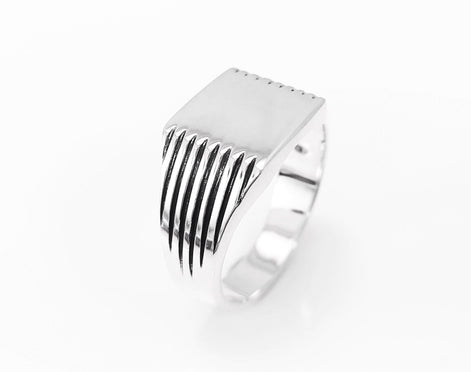 Sterling Silver Signet Ring, Square Cushion, Mens Jewelry