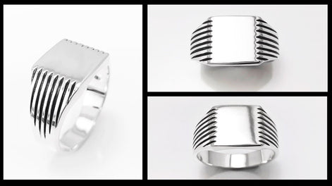 Sterling Silver Signet Ring, Square Cushion, Mens Jewelry