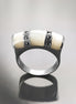 Art Deco Ring, Sterling Silver, White Mother of Pearl Shell, Marcasite Stones Jewelry, Hipster Ring, Vintage Style Ring