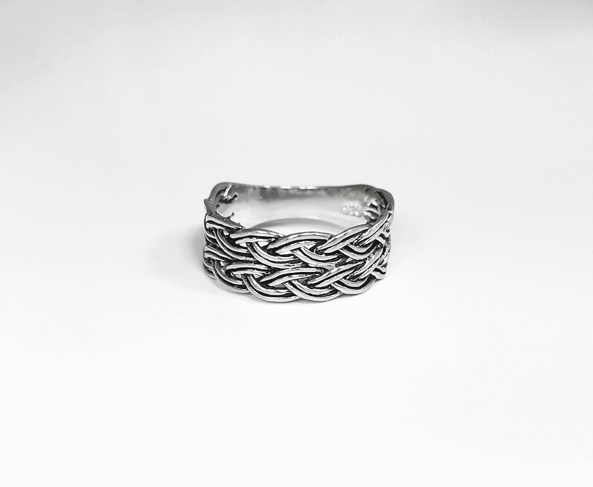 Celtic Ring, Plain Silver Ring, Silver Men Ring, Large Ring, Silver Tribal Rings, Celt Braided Ring, Silver 925, Gift
