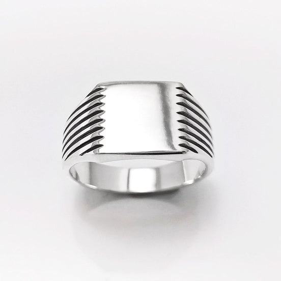 Sterling Silver Signet Ring, Square Cushion, Mens Jewelry