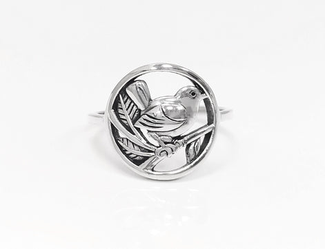 Bird Ring Sterling Silver, Small Silver Ring, Nightingale Bird Ring, Handmade Nature Jewelry