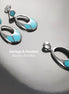 SET Turquoise Sterling Silver Earrings and Pendant Sterling Silver, Oval Almond Shape Blue Turquoise, Turquoise Stones, Dangle Earrings