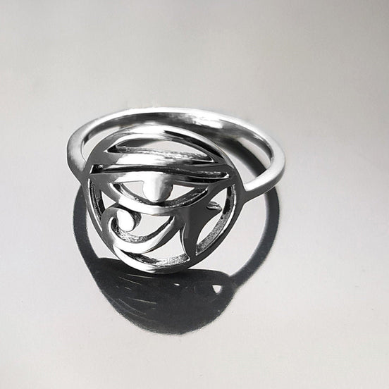 Sterling Silver Eye of Horus Ring, Ancient Egyptian Talisman Jewelry