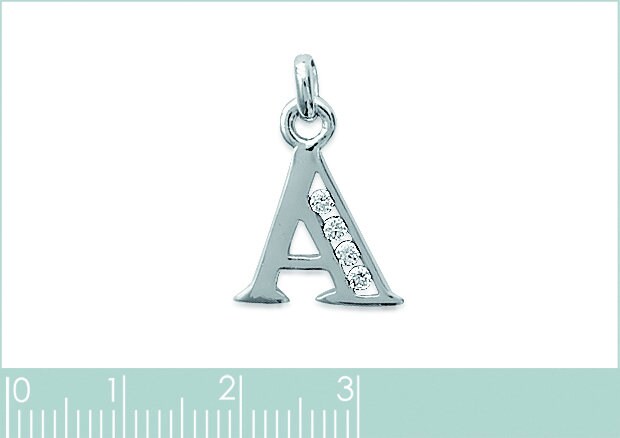 Letter pendant necklace, sterling silver, Cz stones, charm alone or with chain, letters A B C D E F G H I J K L M N O P Q R S T U V W X Y Z