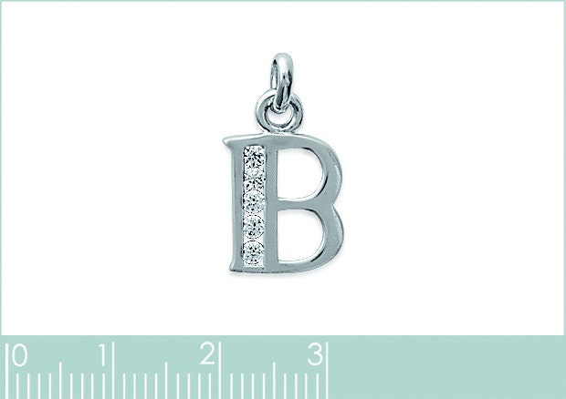 Letter pendant necklace, sterling silver, Cz stones, charm alone or with chain, letters A B C D E F G H I J K L M N O P Q R S T U V W X Y Z